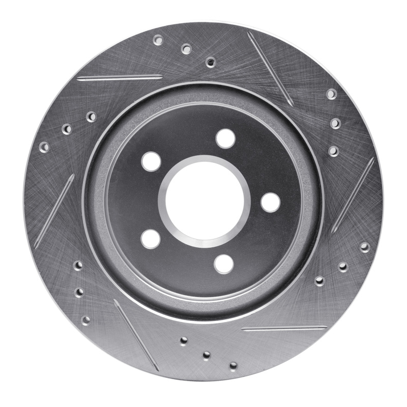 Ford Thunderbird Brake Rotor (1) - Rear Left - R1 Concepts - Drilled & Slotted - Silver - `00-`06